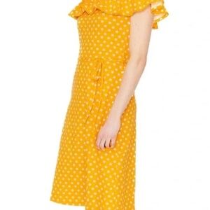 Boden Dresses Yellow Cotton Polka Dot Off Shoulder Dress